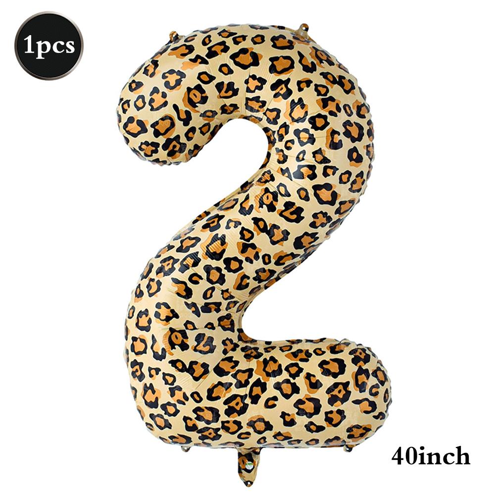 Leopard Print Number Foil Balloons 0-9 Jungle Safari Animal Theme Kids Birthday Party Decorations Baby Shower Helium Toys Globos