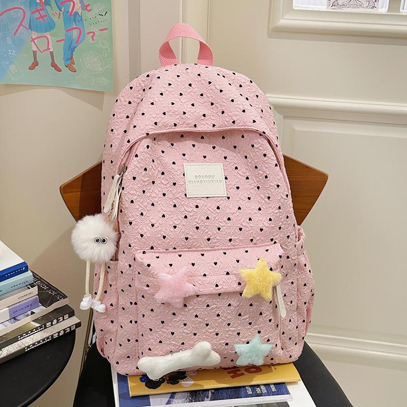 Japanese ins style schoolbag female college student simple polka dot girl backpack large capacity junior high school student girl backpack