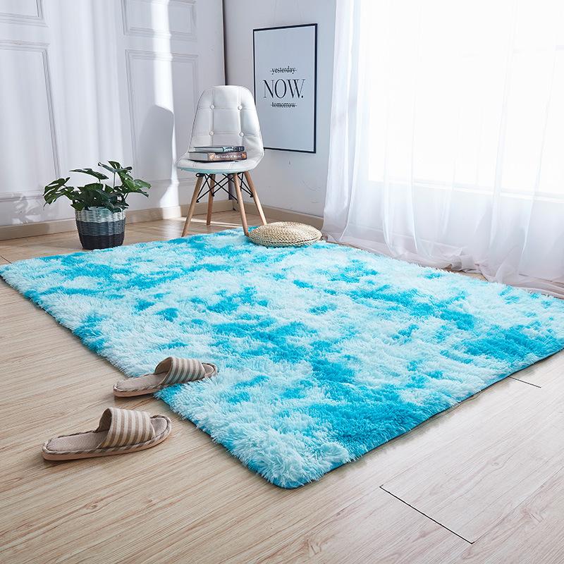 

Tie-Dye Fluffy Carpet Living Room Bedroom Rug Easy-Care Washable Non-slip Mat Full-Coverage Home Rugs New Year Decorations 40x60cm