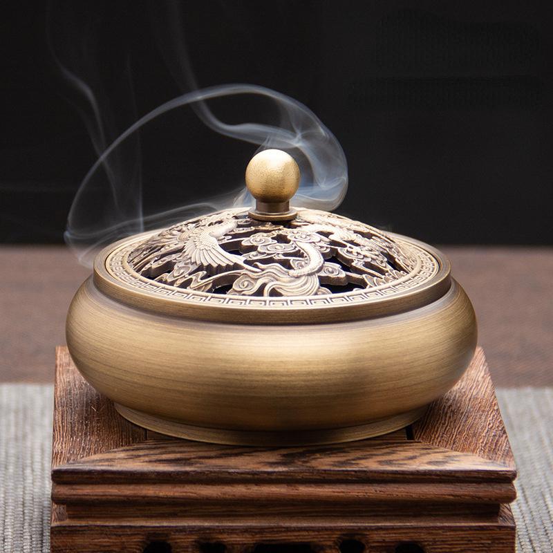 1PC Ancient Copper Incense Burner Household Indoor Incense Seal Plate Incense Thread Incense Burner Incense Accessories Household Incense Burner