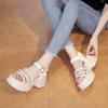 Fashion Best-selling Comfortable Soft Leather Casual and Elegant Sandals Platform Shoes 2025 Summer Square Heels Sandals