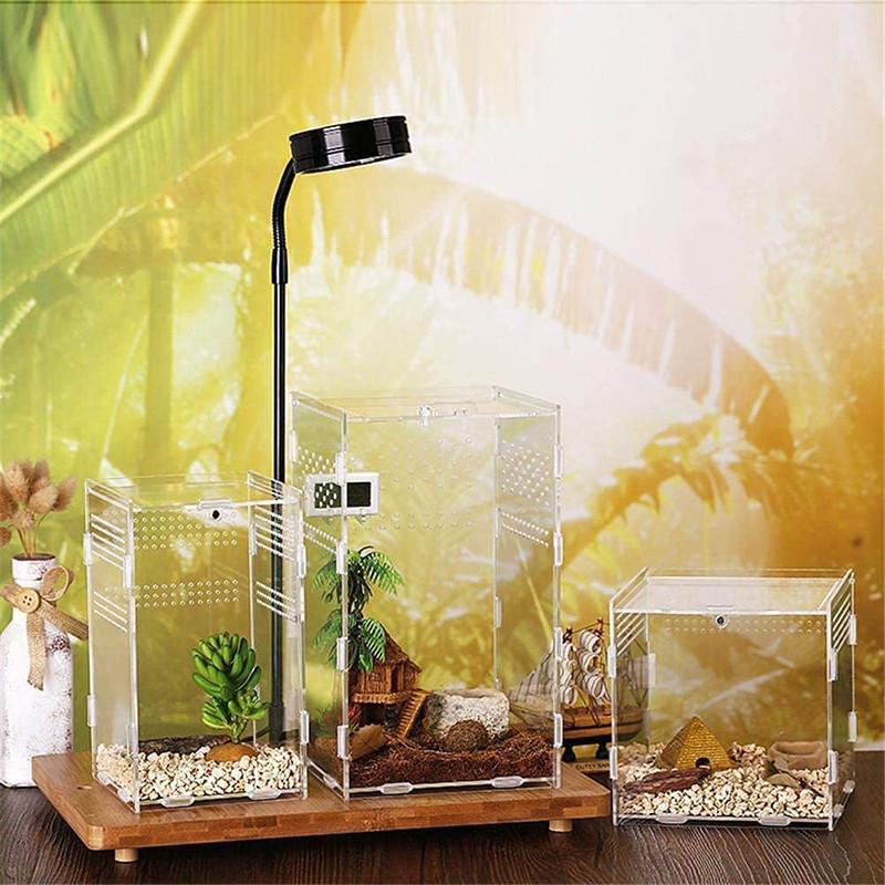 Transparent Acrylic Reptile Breeding Box 5 Size Structure Plate Insect Breathable Terrarium for Garden Cultivate Insect Breeding