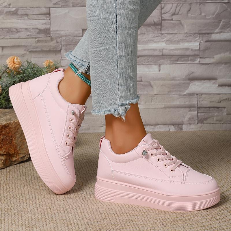 Fashion Plus Size Fashion Pink Platform Sneakers for Women 2025 Autumn Non Slip Thick Sole Vulcanized Shoes Woman Casual Sports Sneakers