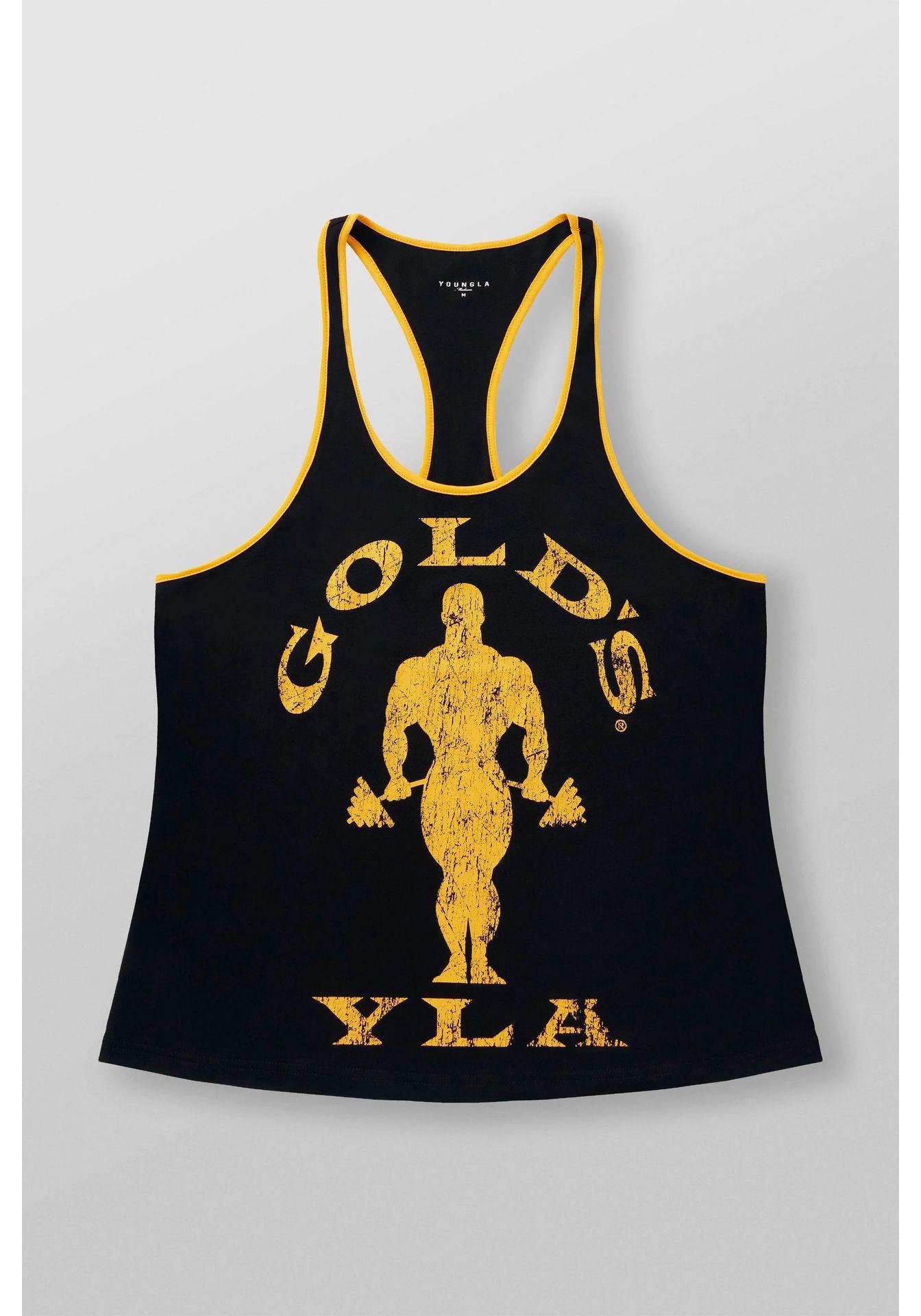 YOUNGLA Herren Schnelltrocknendes Baumwoll-Lauftop – Atmungsaktives, Bedrucktes Sport-Tanktop für Sommer-Fitness L yellow