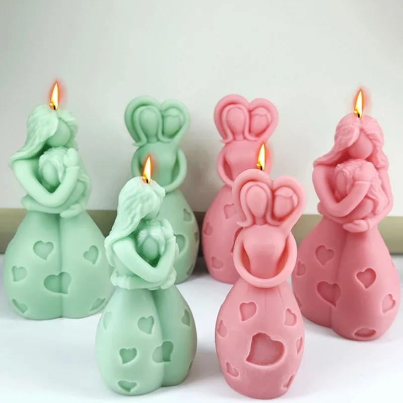 2026 Latest Models Mother Hugging Child Candle Silicone Mold Warm Heart Family Painting Plaster Mould Soap Resin Making