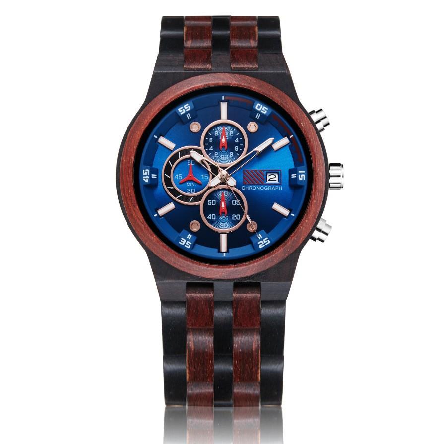 Sports Men'S Watch Wood Set Quartz Watch Calendar Multifunctional Fashion Watch