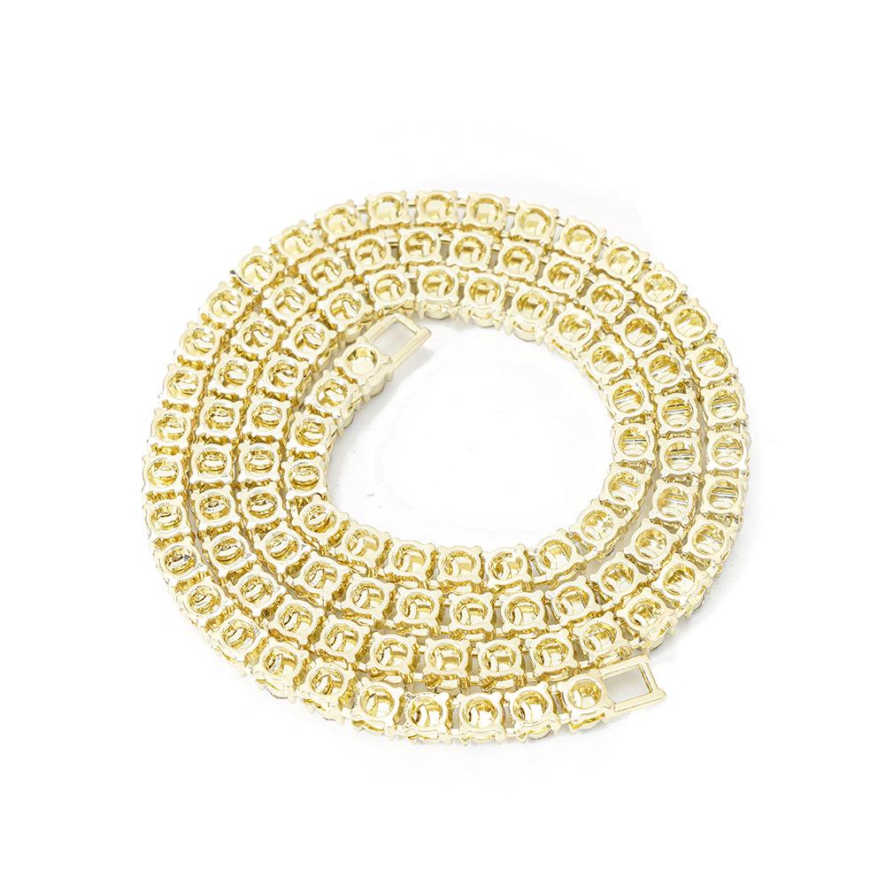 Collana a Catena Tennis da Uomo 4mm Fila Singola Zirconi, Gioielli in Lega di Zinco Eco-sostenibile