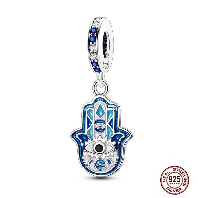 Standard Copper Craft Rotate Devil'S Eye Charms Fit Authentic Bracelet Blue Fatima Hand Palm Spacer Charms Handmade Jewelry Gift