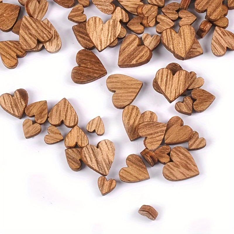 100pcs Assorted Sizes Wooden Heart Shapes, Rustic DIY Scrapbooking Crafts, Wedding Party Decor Wooden Art Supplies Scrapbooking Crafts