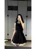 Elegant Gold-Embroidered Little Black Dress - Women's Summer Sleeveless Slim Fit Party Dress
