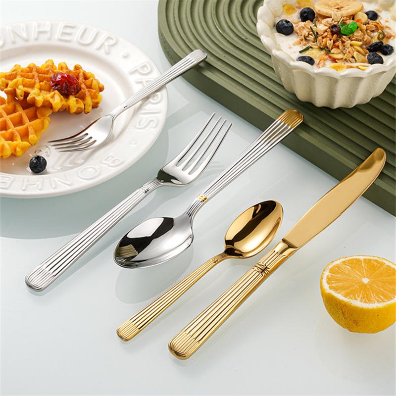 Half Gold Roman 304 Stainless Steel Cutlery Tableware Set Luxury Weeding Holiday Gift Knife Spoon Fork Teaspoon Teafork Service