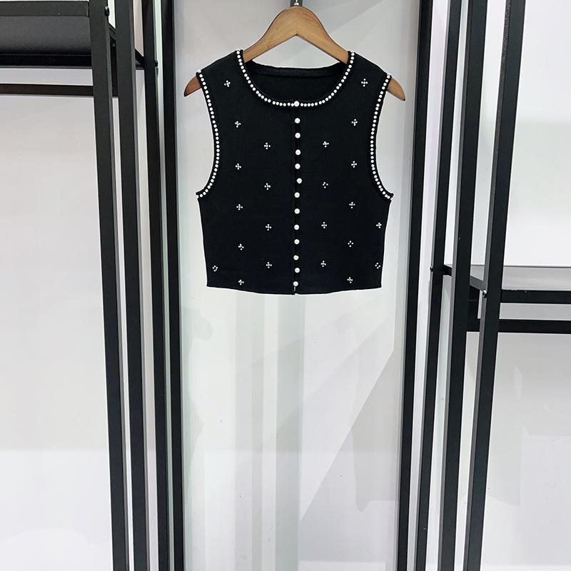 

French Niche 2026 Beaded Sequin Knit Dress Set: Early Spring Slim Fit Vest & Half Skirt M