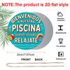 2D Plat, 1 stuk Vintage Spaans Welkom bij het Zwembad Bord - 7,87x7,87 Inch Rond Aluminium Wanddecoratie Geschikt voor Zwembadgebieden, Strandhuizen, Resorts