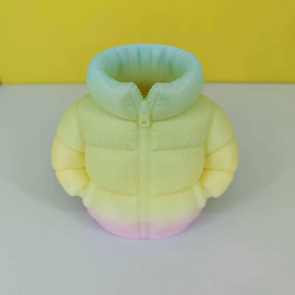 3D Printed Down Jacket Pen Holder: Creative Abstract Desktop Ornament for Student Stationery and Classroom Gifts