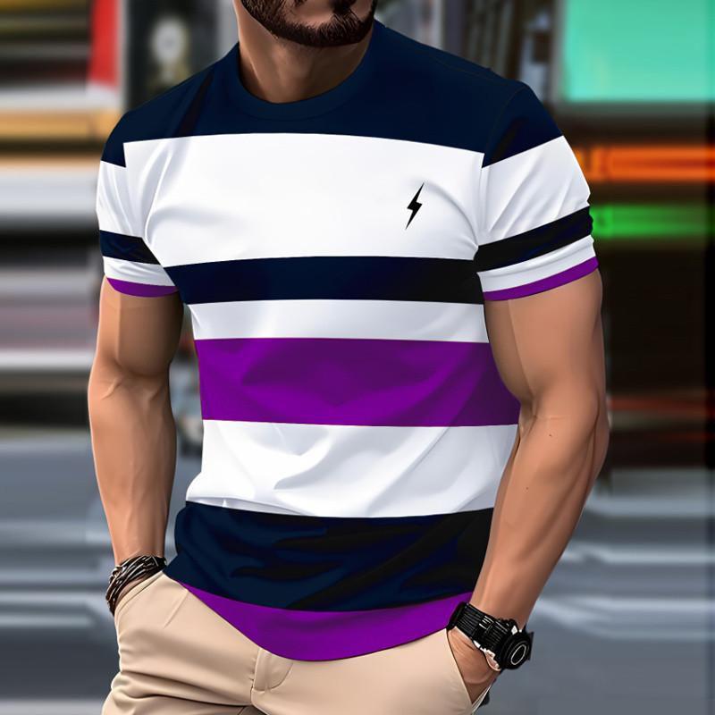 

Мужская повседневная футболка с круглым вырезом, 3D-принтом, романтичной полоской, коротким рукавом и логотипом молнии, уличная футболка 5XL