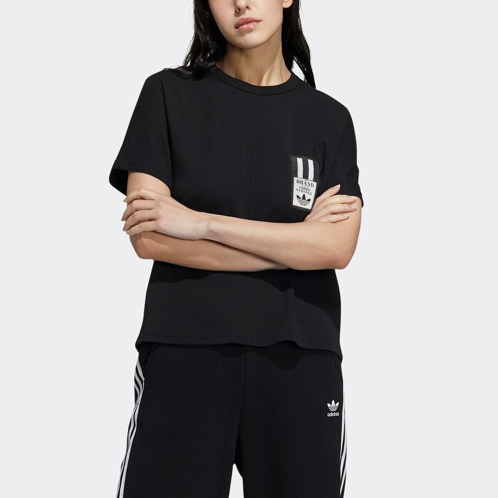 Adidas Originals Trefoil Sports Casual Back Split Breathable Printed Short Sleeve T-Shirt Women Tops Black HC6568