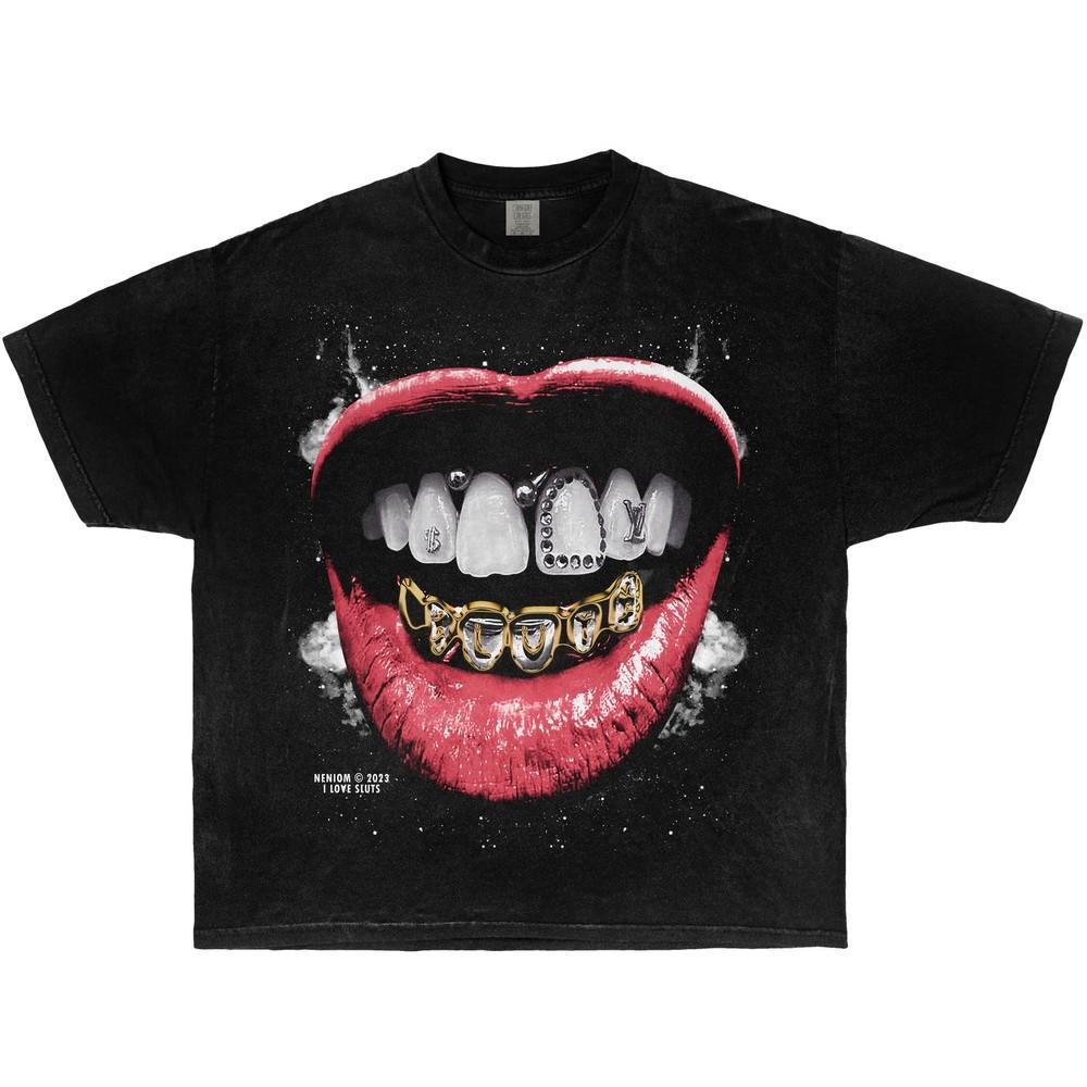 

Neniom Grillz Винтажная Широкая Рубашка Уличная Одежда Графичная Футболка Y2K Унисекс Футболка XXL