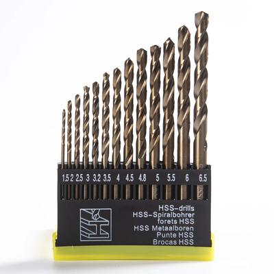 Cobalt Drill Bits for Metal and Steel - 13 Piece Set 1/16" - 1/4" M35 Fully Grounded 5% Cobalt - Plastic Storage Case Included