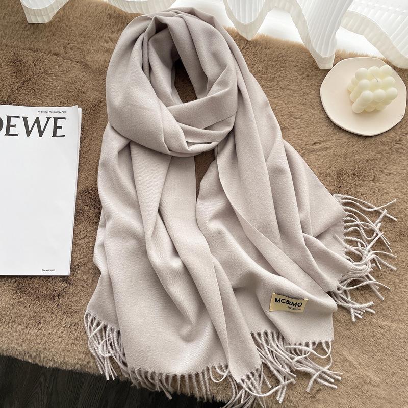 Solid color imitation cashmere scarf women's winter men's couple shawl dual-purpose warm long thickened