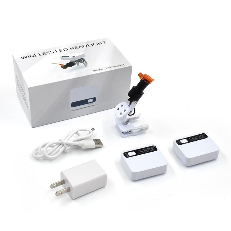 Dental Wireless Headlight 5W Magnetic Clip Head Lamp with 2 Batteries for Dental Binocular Loupes Adjustable Brightness Lamp