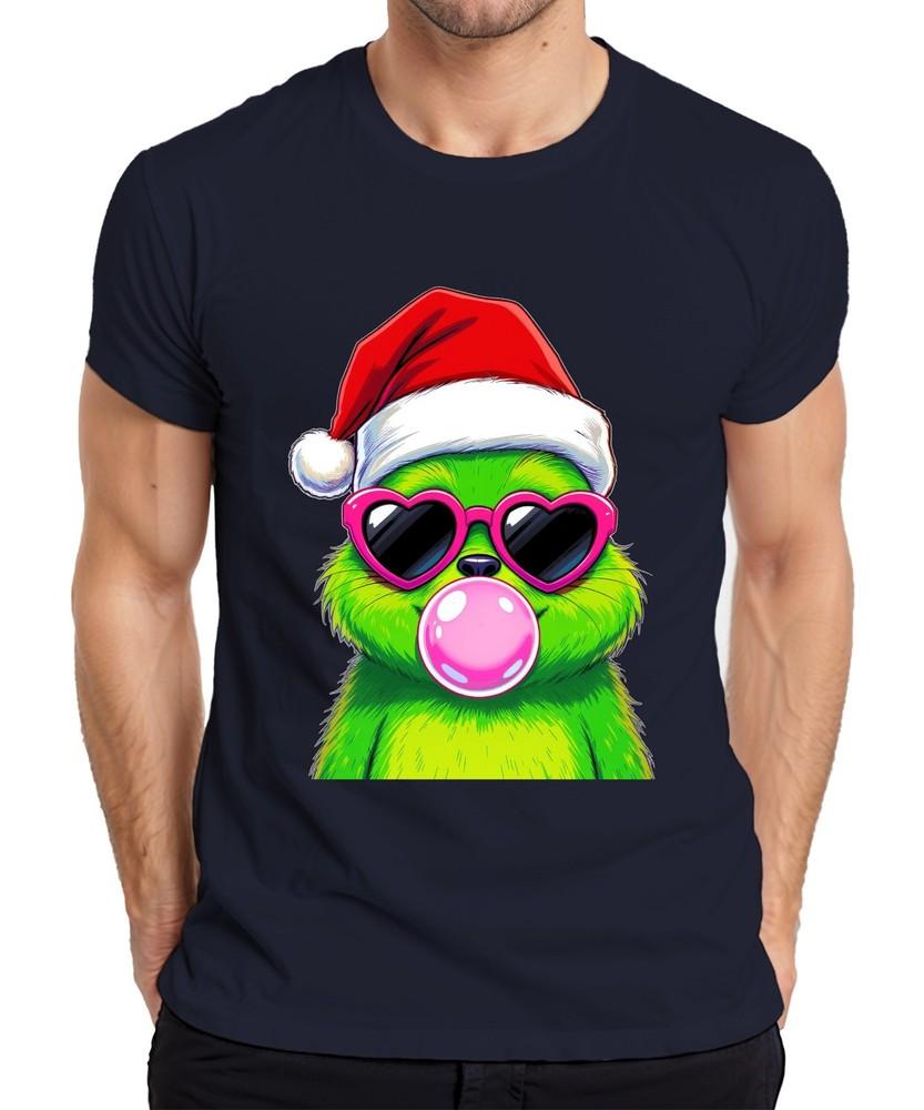 Christmas Monster Green Bubblegum Bubblegum Heart Glasses Santa Cool Unisexs Tshirt S