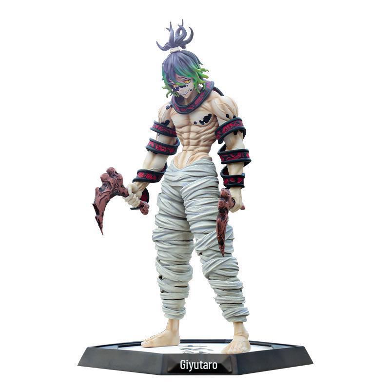 Flame Pillar Kyojuro Double Head Glowing Anime Figure Sculpture from Demon Slayer