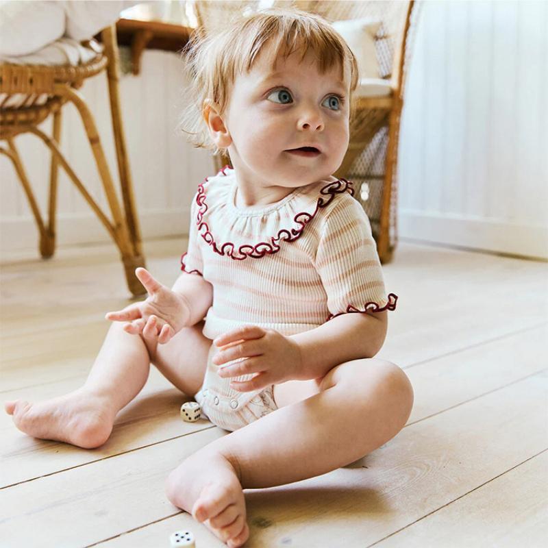 Baby Romper A Pure Cotton Short-sleeved Spring and Summer Baby Clothes for Boys and Girls Baby Lace Collar Triangle Romper