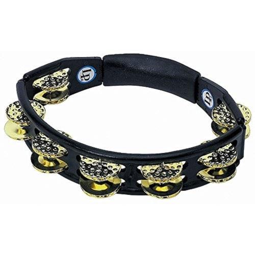LP Cyclops Hand Held Tambourine with Dimpled Brass Jingles, Black, LP174