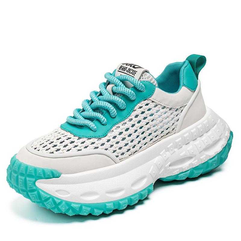 

Men s shoes summer mesh breathable casual sports shoes men s trend Korean version thick-soled heightening little white dad shoes trendy shoes 44