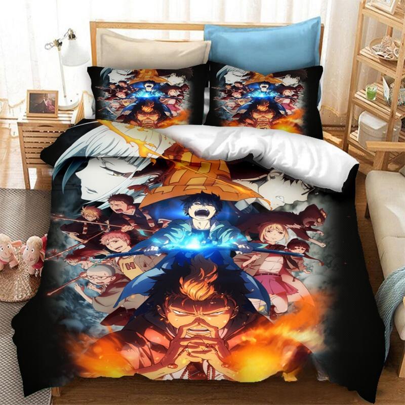 Fashion 3D Printing  Anime Blue Exorcist Bedding Set Duvet Covers Pillowcases One Piece Comforter Bedding Sets Bedclothes Bed
