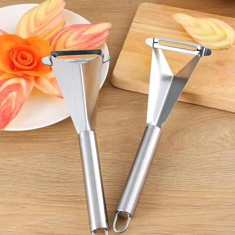 Stainless Steel Triangle Fruit Carving Fruit Platter Artifact Triangle Vegetable Knife Non-slip Carving Blade Kitchen Tool