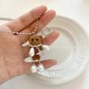 Vintage Flocked Teddy Bear Puppy Pendant Necklace - Elegant Sweater Chain for Women