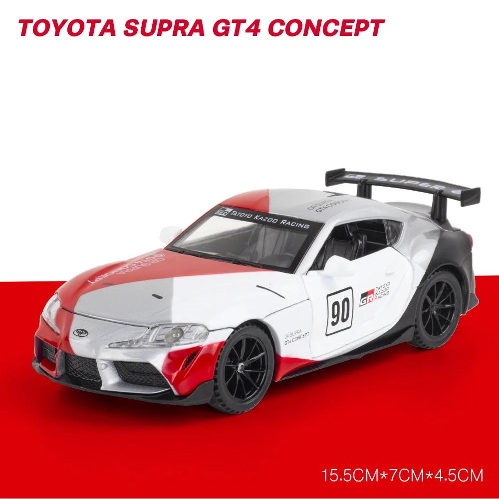 DYMNQM1 1/32 TOYOTA SUPRA GT4 Diecast Alloy Car Model Racing Car Metal Simulation Vehicles With Loght And Sound For Boy Children Gifts