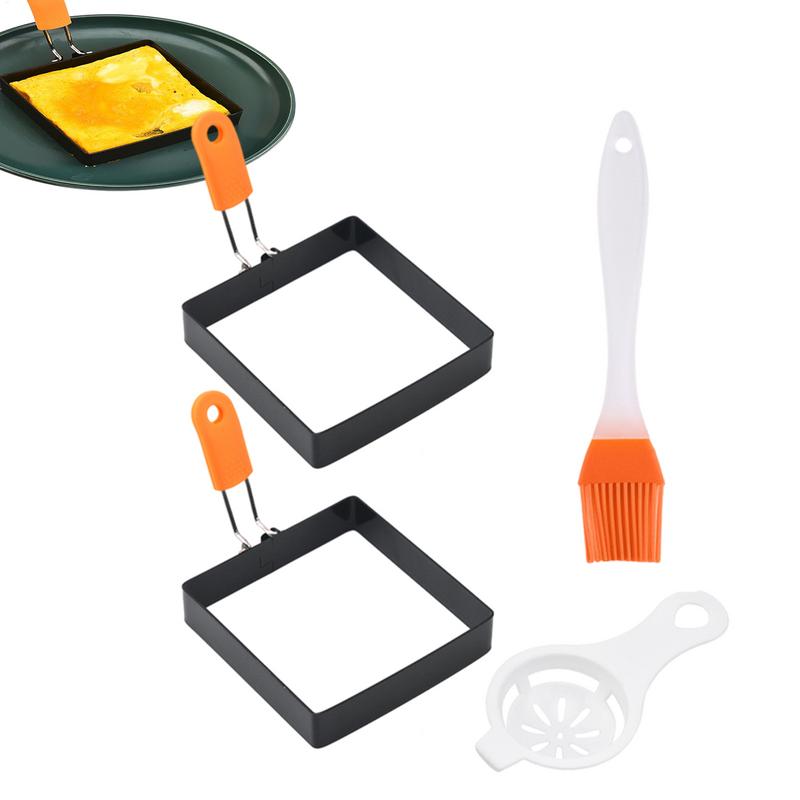 Äggstekring i rostfritt stål Non-stick Fyrkantig Pannkaksform Muffins Omelettmakare Stekägg Matlagningsverktyg Kökstillbehör