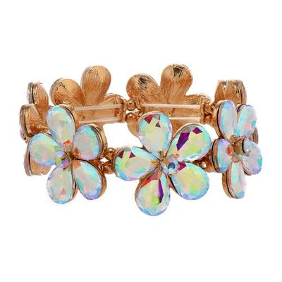 Jewelry, Fashionable Luxury Glass Crystal Flower Elastic Bracelet Bracelet Women