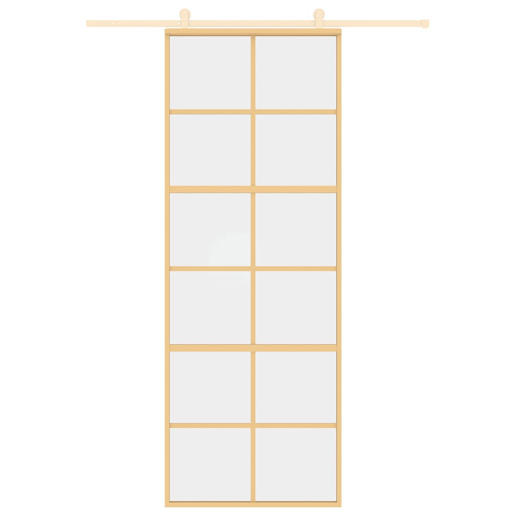 Vidaxl Sliding Door, Gold, 76X205 Cm, Transparent ESG Glass