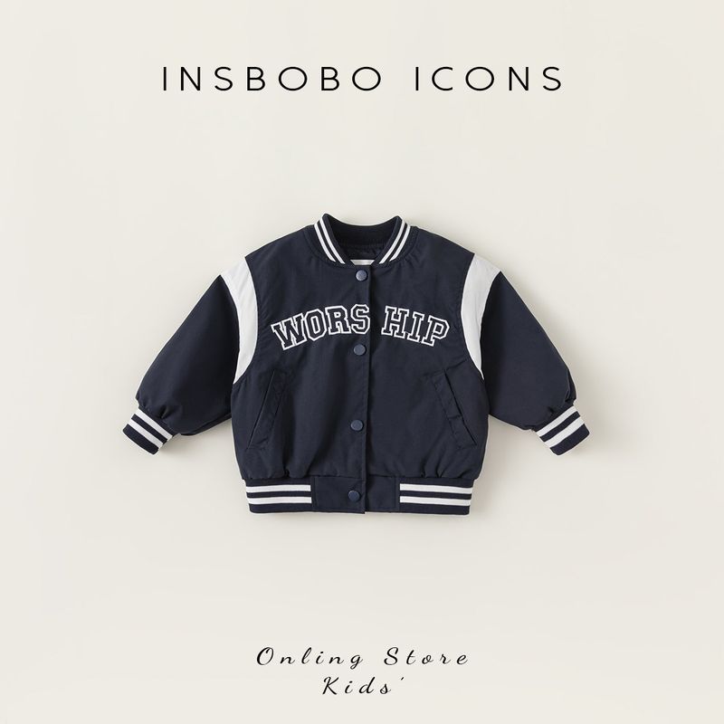 Boys  Baseball Jacket 2026 Spring New Stylish Outerwear Girls  Spring and Autumn Trendy Clothes Children s Jacket Fashion Navy Blue 100