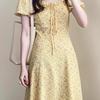 Dopamine wears French yellow floral dress women's clothing 2026 new summer beautiful long dress small man
