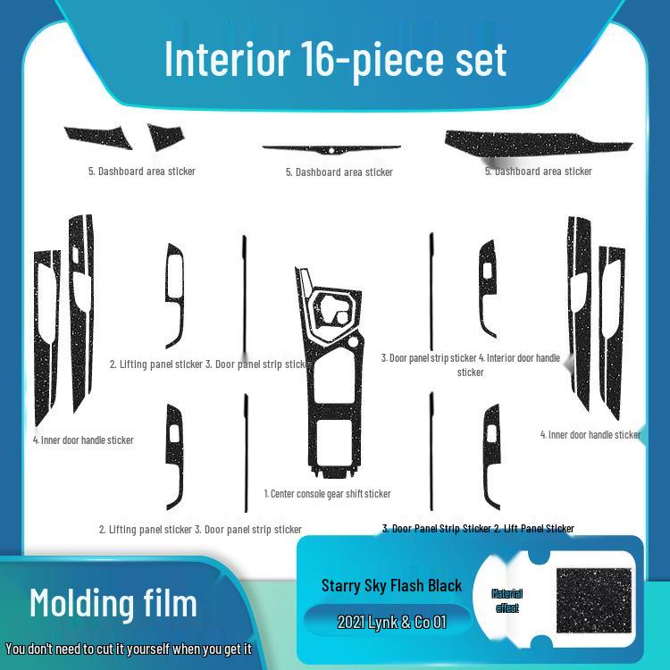 Sternenhimmel-Folie für Lynk&Co 01 Innenraum, Beschädigungsfreie Ersatzlösung für Modifikation: Modelle 02, Flammpunkt 05, Matt 06 Aufkleber.