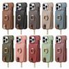 Leather Zipper Wallet with Card Holder Phone Case for IPhone 16E 16 15 14 13 12 11 Pro Max XS XR 7 8 Plus Ring Kickstand Cover