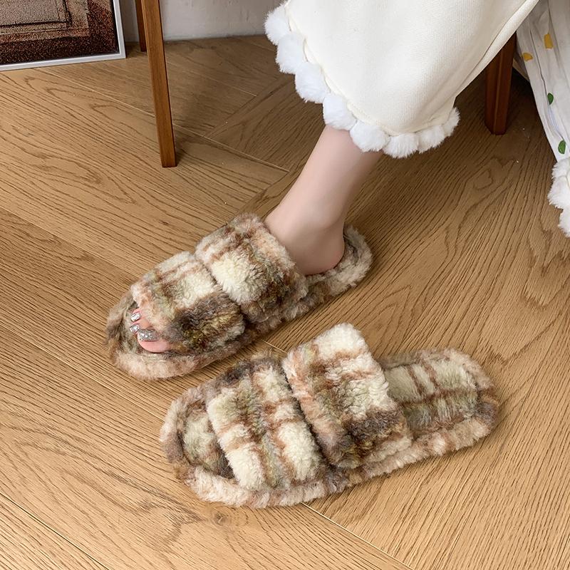 Fashion Women's Shoes Fashion Flats Slippers Open Toe House Slippers Plush Bedroom Shoes Casual Outdoor Sandals Platform Flip Flops