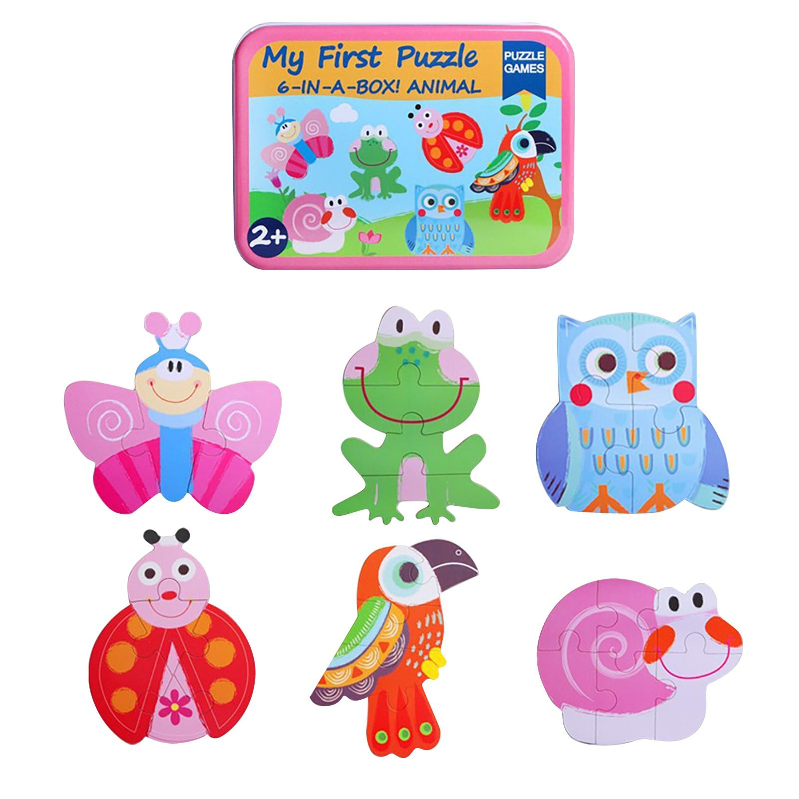 

Деревянные пазлы-игры «Мой первый набор пазлов» в коробке «6 в коробке» для малышей Развивающие игры для детей
