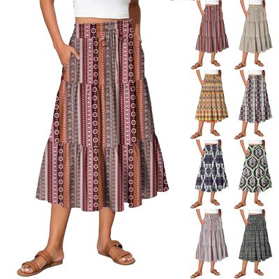 Gonna Maxi da Donna Coulisse Vita Alta Estiva Gonne Lunghe Leggere a Balze Fluide Floreali Plissettate