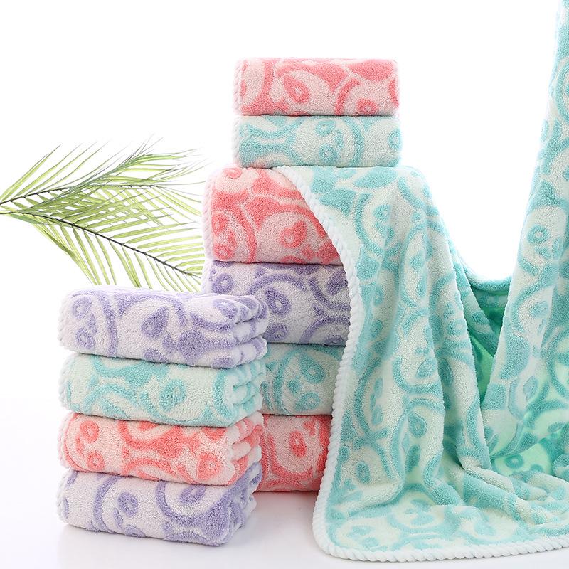 Nová žakárová osuška z korálového fleecu Měkká Absorpční Třída A Čistá bavlna Domácí osuška Zesílená Obalová osuška