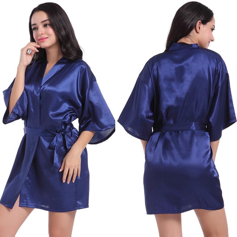 Women's Satin Twist Short Bathrobe - Glossy, Solid Color, Summer Thin, Sexy Cardigan