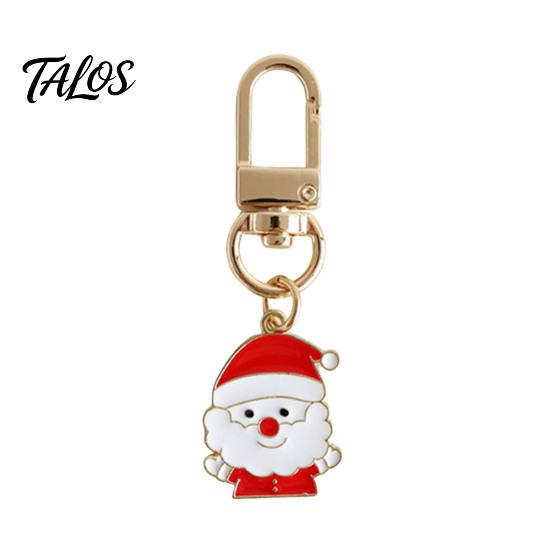 Christmas Party Keychain Cartoon Keychain, Enamel Santa Snowman Elk Snowflake Bag Charm, Holiday Decoration Xmas Theme Pendant for Backpacks Handbags
