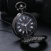 Vintage Black Pocket Watch Unisex Fashion Roman Number Steampunk Quartz Pocket Watch Necklace Pendant with Chain Clock Gift