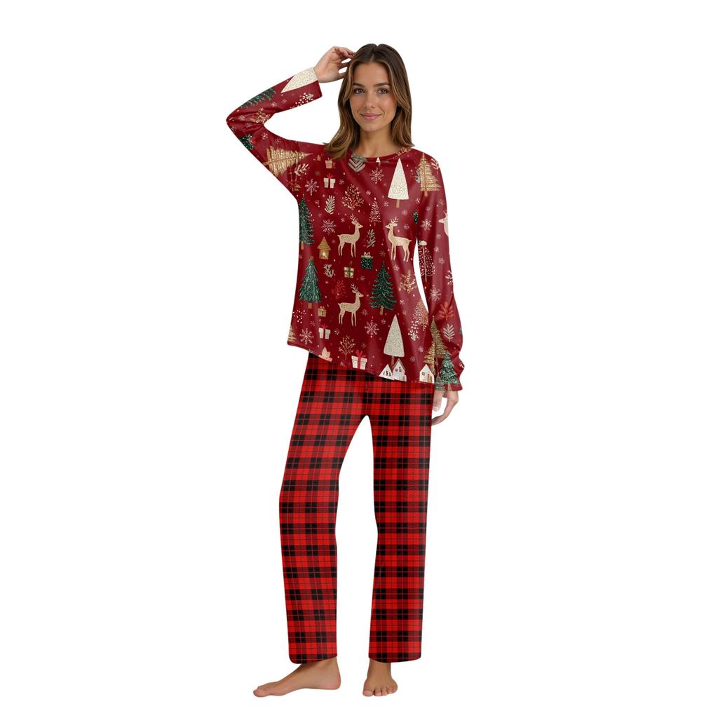 Christmas Prints Family Matching Long Sleeve Tops+Pants Set Family Matching Sets