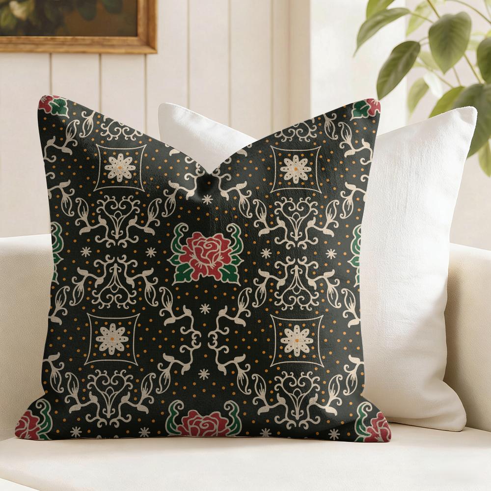 Snycler Boho Teppichmuster Kissenbezug Natürlicher Leinen Doppelseitiger Druck Dekokissenbezug für Sofa Couch Heimdekoration