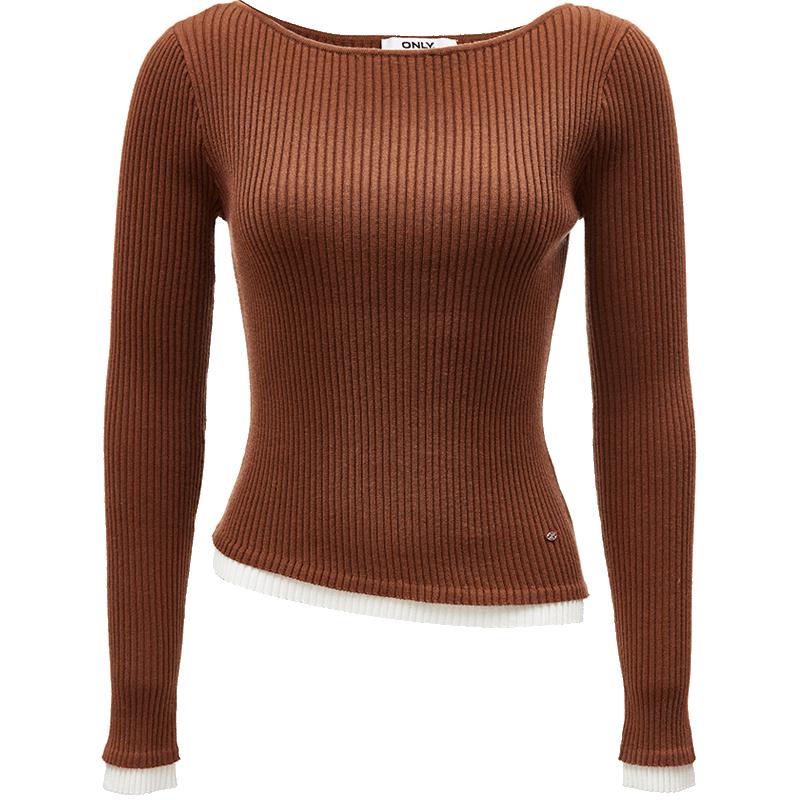 

ONLY Women s 2024 Winter Elegant Slim-Fit Patchwork Knit Sweater M
